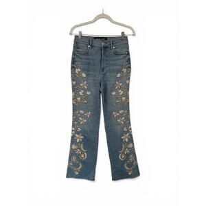 Veronica Beard Jeans Embroidered Embellished western Sample 26 Flare boho
